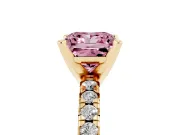 Princess Cut Pavé Solitaire Engagement Ring Setting for a Fancy Pink Lab-Grown Diamond | Yellow Gold