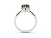 Fancy Green Round Cut Diamond Solitaire Cathedral Ring Set in Silver with Prong Setting