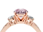 Fancy Pink Three-Stone Oval Cut Diamond Twist Band Ring Set in Rose gold with Pavé Accents and Prong Setting