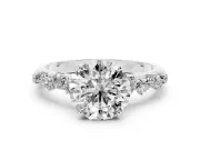 Round Cut Diamond Cluster Solitaire Ring Set in White gold with Prong Setting