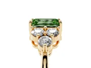 Emerald Cut Cluster Side Stone Engagement Ring Setting for a Fancy Green Lab-Grown Diamond | Plain Band | Yellow Gold