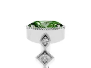 Fancy Green Oval Cut Diamond Milgrain Marquise Twist Band Ring Set in Silver with Prong Setting