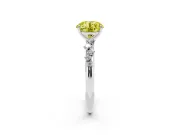 Fancy Yellow Round Cut Diamond Cluster Solitaire Ring Set in Platinum with Prong Setting