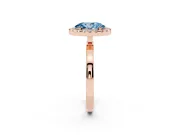 Oval Thin Halo Engagement Ring Setting for a Fancy Blue Lab-Grown Diamond | Plain Polished Band | Rose Gold