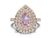 Pear-Shaped Double Halo Engagement Ring Setting for a Fancy Pink Lab-Grown Diamond | Rose Gold