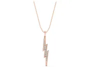 Round Lab-Grown Diamond Pavé Lightning Bolt Pendant Necklace | Polished Rim | Rose Gold