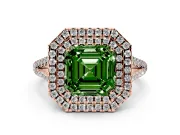 Asscher Cut Halo Engagement Ring Setting for a Fancy Green Lab-Grown Diamond | Rose Gold - Design NV-24799