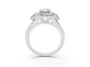 Radiant Cut Diamond Halo Split Shank Engagement Ring Set in Platinum with Prong-Held Center Stone