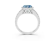 Heart-Shaped Pave Halo Engagement Ring Setting for a Fancy Blue Lab-Grown Diamond | Platinum