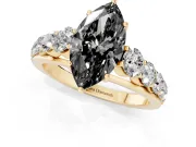 Marquise Engagement Ring Setting for a Black Center | Yellow Gold