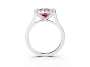 Round Halo Engagement Ring Setting for a Fancy Pink Lab-Grown Diamond | Claw Corners | White Gold