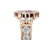 Round Halo Engagement Ring Setting for a Fancy Pink Lab-Grown Diamond | Side Clusters | Rose Gold