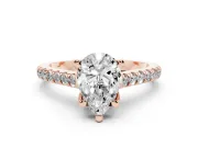 Pear-Shaped Hidden Halo Pave Engagement Ring Setting | Claw Prongs | Rose Gold