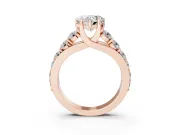 Heart-Shaped Graduated Side Stone Engagement Ring Setting | Shared Prong Rails | Rose Gold