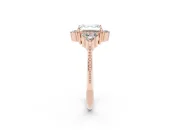 Asscher Cut Vintage Cluster Engagement Ring Setting | Beaded Edges | Rose Gold