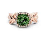 Cushion Cut Floral Halo Engagement Ring Setting for a Fancy Green Lab-Grown Diamond | Rose Gold