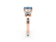 Emerald Cut Floral Side Stone Engagement Ring Setting for a Fancy Blue Lab-Grown Diamond | Rose Gold
