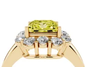 Princess Cut Graduated Milgrain Halo Engagement Ring Setting for a Fancy Yellow Lab-Grown Diamond | Yellow Gold