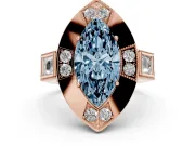 Marquise Milgrain Sectioned Halo Engagement Ring Setting for a Fancy Blue Lab-Grown Diamond | Rose Gold