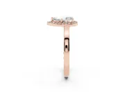 Pear-Shaped Thin Halo Low Profile Engagement Ring Setting | Slim Plain Band | Rose Gold