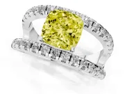 Cushion Cut Pavé Engagement Ring Setting for a Fancy Yellow Lab-Grown Diamond | White Gold - Design NV-24679