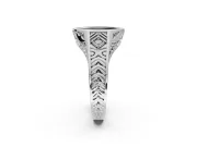 Marquise Vintage Bezel Engagement Ring Setting for a Black Center | Engraved Band | Sterling Silver