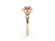 Cushion Cut Floral Engagement Ring Setting for a Fancy Pink Lab-Grown Diamond | Petal Frame | Yellow Gold