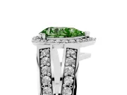 Pear-Shaped Halo Engagement Ring Setting for a Fancy Green Lab-Grown Diamond | Two-Row Pave Split Shank | White Gold