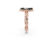 Marquise Leaf Halo Engagement Ring Setting for a Black Center | Bezel Accents | Rose Gold