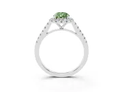 Pear-Shaped Halo Engagement Ring Setting for a Fancy Green Lab-Grown Diamond | Pave Shoulders | White Gold