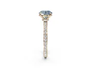 Round Hidden Halo Engagement Ring Setting for a Fancy Blue Lab-Grown Diamond | Pavé Band | Yellow Gold