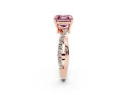 Asscher Cut Twist Engagement Ring Setting for a Fancy Pink Lab-Grown Diamond | Rose Gold