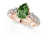 Pear-Shaped Graduated Engagement Ring Setting for a Fancy Green Lab-Grown Diamond | Rose Gold