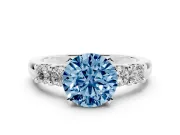 Round Five Stone Engagement Ring Setting for a Fancy Blue Lab-Grown Diamond | Sterling Silver