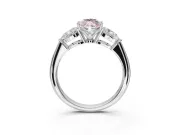 Marquise Three-Stone Ring Setting for a Fancy Pink Lab-Grown Diamond | Pear Side Stones | Platinum