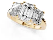 Emerald Cut Three Stone Engagement Ring Setting | Large Side Stones | Yellow Gold