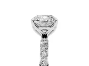 Cushion Cut Pave Solitaire Engagement Ring Setting | Fine Line Pave Band | Platinum