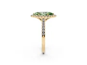 Marquise Raised Halo Engagement Ring Setting for a Fancy Green Lab-Grown Diamond | Yellow Gold