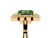 Emerald Cut Milgrain Cluster Halo Engagement Ring Setting for a Fancy Green Lab-Grown Diamond | Plain Band | Yellow Gold