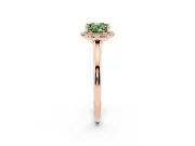 Oval Halo Engagement Ring Setting for a Fancy Green Lab-Grown Diamond | Plain Polished Band | Rose Gold