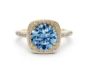 Round Halo Engagement Ring Setting for a Fancy Blue Lab-Grown Diamond | Yellow Gold - Design NV-24729