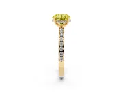 Round Hidden Halo Solitaire Engagement Ring Setting for a Fancy Yellow Lab-Grown Diamond | Pave Band | Yellow Gold