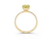 Oval Pave Solitaire Engagement Ring Setting for a Fancy Yellow Lab-Grown Diamond | Pave Shoulders | Yellow Gold