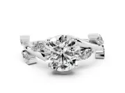 Round Twisted Vine Engagement Ring Setting | Marquise Side Stones | Sterling Silver