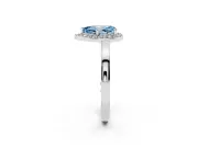 Pear-Shaped Thin Halo Engagement Ring Setting for a Fancy Blue Lab-Grown Diamond | Slim Plain Band | Sterling Silver