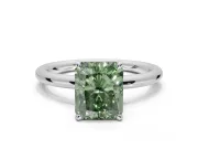Radiant Cut Hidden Halo Ring Setting for a Fancy Green Lab-Grown Diamond | Platinum