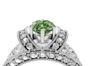 Marquise Vintage Pave Engagement Ring Setting for a Fancy Green Lab-Grown Diamond | Milgrain Edges | White Gold