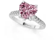 Heart-Shaped Hidden Halo Pave Engagement Ring Setting for a Fancy Pink Lab-Grown Diamond | Claw Prongs | White Gold