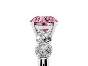 Round Five Stone Engagement Ring Setting for a Fancy Pink Lab-Grown Diamond | Plain Band | Platinum