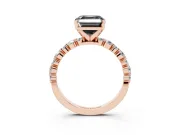Asscher Cut Pavé Engagement Ring Setting for a Black Center | Alternating Accents | Rose Gold
